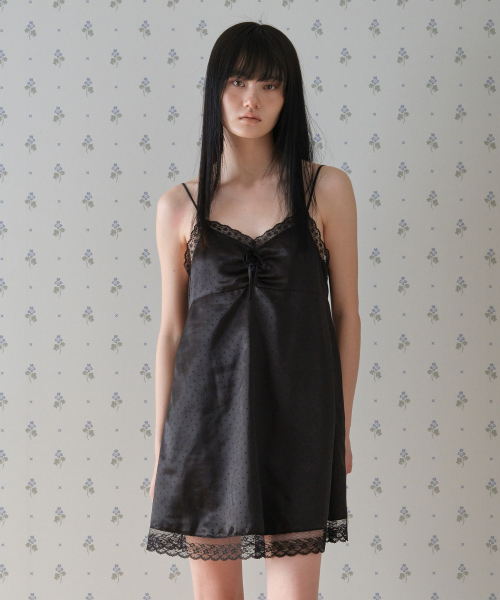 TTUDEMENT(トュードメント)の「SATIN DOT SLEEVELESS DRESS_BLACK(ワンピース・レディース・その他・SMALL/MEDIUM)」の1枚目の写真