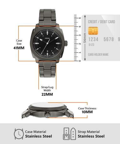 FOSSIL（フォッシル）の「フォッシル 腕時計 メンズ アナログ ステンレス FS6185（アナログ腕時計・メンズ・チャコールグレー・FREE）」の5枚目の写真