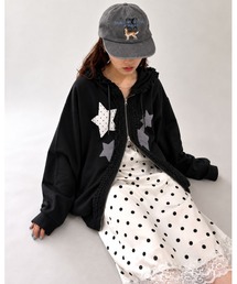 w closet | 【フリル/6色展開/EC限定カラーあり】星柄パッチワークパーカー(パーカー)