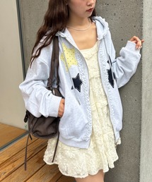 w closet（ダブルクローゼット）の「【フリル/6色展開/EC限定カラーあり/新色追加】星柄パッチワークパーカー（パーカー）」