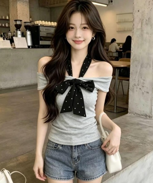 semplice(センプリチェ)の「Tシャツ【韓国ファッション】(Tシャツ/カットソー・レディース・グレー・F)」の7枚目の写真