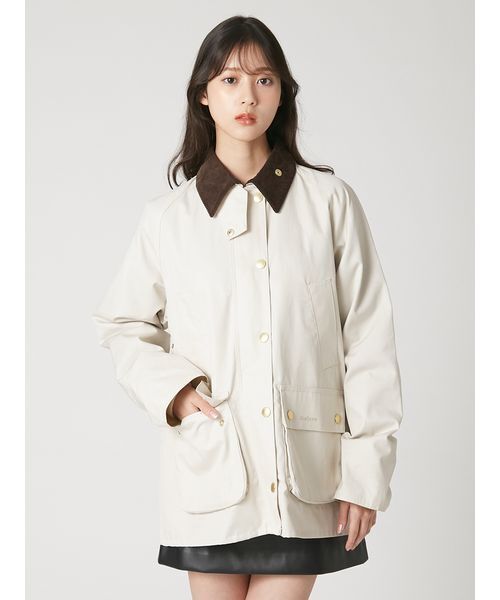 FRAY I.D(フレイアイディー)の「【撥水】【Barbour】ミドルレングスジャケット(その他アウター・レディース・グレー/アイボリー・36/38)」の8枚目の写真