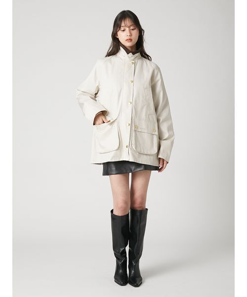 FRAY I.D(フレイアイディー)の「【撥水】【Barbour】ミドルレングスジャケット(その他アウター・レディース・グレー/アイボリー・36/38)」の20枚目の写真