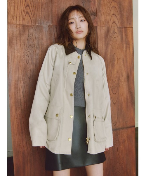 FRAY I.D(フレイアイディー)の「【撥水】【Barbour】ミドルレングスジャケット(その他アウター・レディース・グレー/アイボリー・36/38)」の5枚目の写真