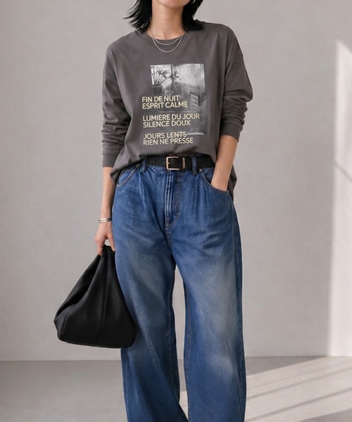 itto...(イット)の「フォトプリントロンT/ロゴT/カットソー(Tシャツ/カットソー・レディース・オフホワイト/チャコール/ブラック・M)」の13枚目の写真