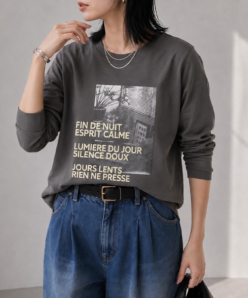 itto...(イット)の「フォトプリントロンT/ロゴT/カットソー(Tシャツ/カットソー・レディース・オフホワイト/チャコール/ブラック・M)」の14枚目の写真