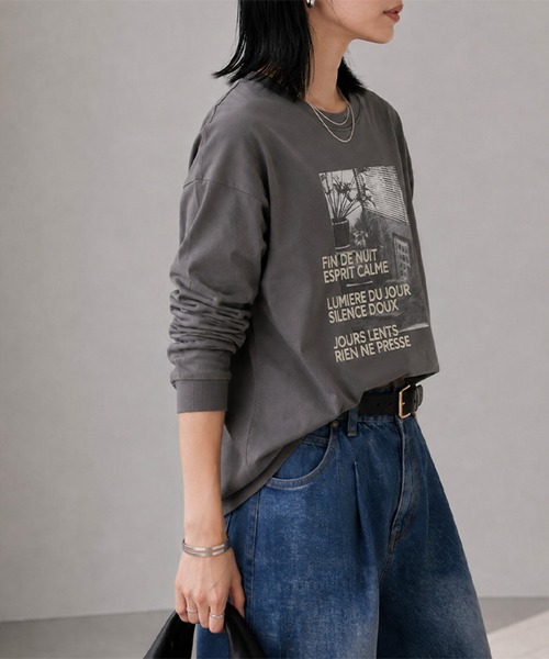 itto...(イット)の「フォトプリントロンT/ロゴT/カットソー(Tシャツ/カットソー・レディース・オフホワイト/チャコール/ブラック・M)」の15枚目の写真