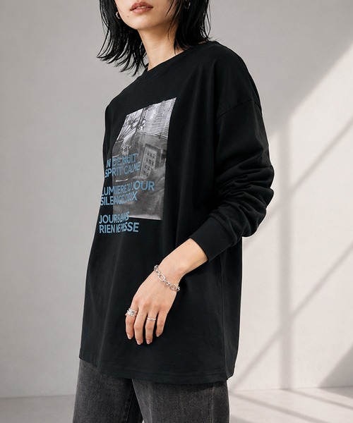 itto...(イット)の「フォトプリントロンT/ロゴT/カットソー(Tシャツ/カットソー・レディース・オフホワイト/チャコール/ブラック・M)」の22枚目の写真