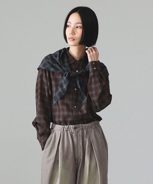 BEAMS BOY（ビームスボーイ）の「maturely / TW チェック ロングスリーブ シャツ（シャツ/ブラウス・レディース・ブラウン・0）」の5枚目の写真