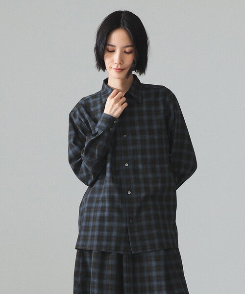 BEAMS BOY（ビームスボーイ）の「maturely / TW チェック ロングスリーブ シャツ（シャツ/ブラウス・レディース・ブラウン・0）」の9枚目の写真
