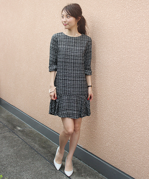 LIMITLESS LUXURY（リミットレスラグジュアリー）の「WALL W ワンピース◆（ワンピース・レディース・ブラック/ホワイト/グリーン・36/38）」の21枚目の写真