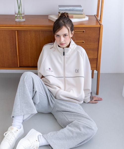 U.S. POLO ASSN.（ユーエスポロアッスン）の「【U.S. POLO ASSN.】clear 別注 袖リボンライントラックジャケット（Tシャツ/カットソー・レディース・ブラウン/アイボリー・F）」の6枚目の写真