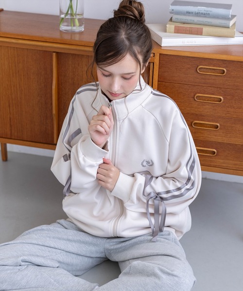U.S. POLO ASSN.（ユーエスポロアッスン）の「【U.S. POLO ASSN.】clear 別注 袖リボンライントラックジャケット（Tシャツ/カットソー・レディース・ブラウン/アイボリー・F）」の5枚目の写真