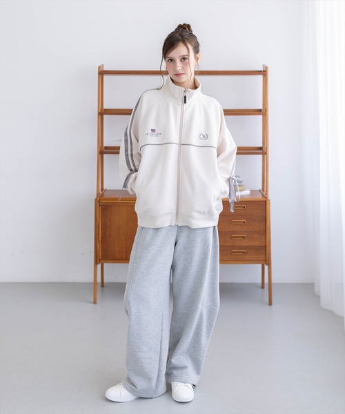 U.S. POLO ASSN.（ユーエスポロアッスン）の「【U.S. POLO ASSN.】clear 別注 袖リボンライントラックジャケット（Tシャツ/カットソー・レディース・ブラウン/アイボリー・F）」の8枚目の写真