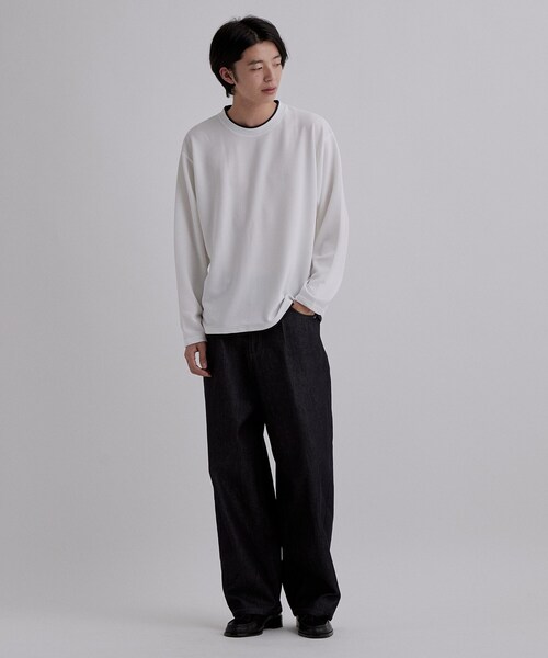 tk.TAKEO KIKUCHI（ティーケータケオキクチ）の「フクレジャカードフェイクレイヤードカットソー（Tシャツ/カットソー・メンズ・ホワイト/ブラック/ネイビー・04/02/03）」の5枚目の写真