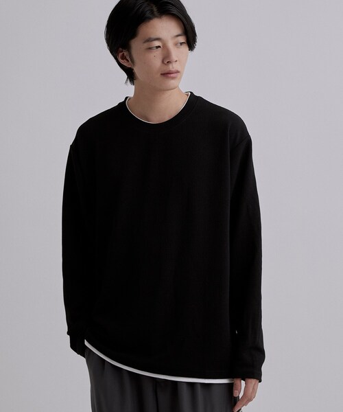 tk.TAKEO KIKUCHI（ティーケータケオキクチ）の「フクレジャカードフェイクレイヤードカットソー（Tシャツ/カットソー・メンズ・ホワイト/ブラック/ネイビー・04/02/03）」の8枚目の写真