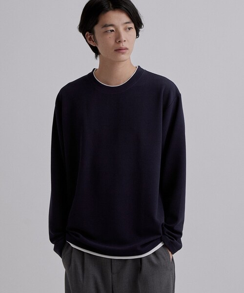 tk.TAKEO KIKUCHI（ティーケータケオキクチ）の「フクレジャカードフェイクレイヤードカットソー（Tシャツ/カットソー・メンズ・ホワイト/ブラック/ネイビー・04/02/03）」の12枚目の写真