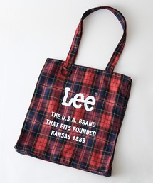 【Lee/リー】【Z世代に今人気の『おじっぽファッション』に合わせて新登場！】ロゴプリントチェックトートバッグ 大きめサイズ マチあり Dカン付き