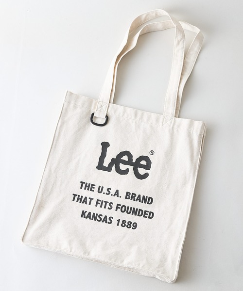 Lee（リー）の「【Lee/リー】【Z世代に今人気の『おじっぽファッション』に合わせて新登場！】ロゴプリントチェックトートバッグ 大きめサイズ マチあり Dカン付き（トートバッグ・レディース・ブラック/レッド/オフホワイト/ボルドー・FREE）」の2枚目の写真