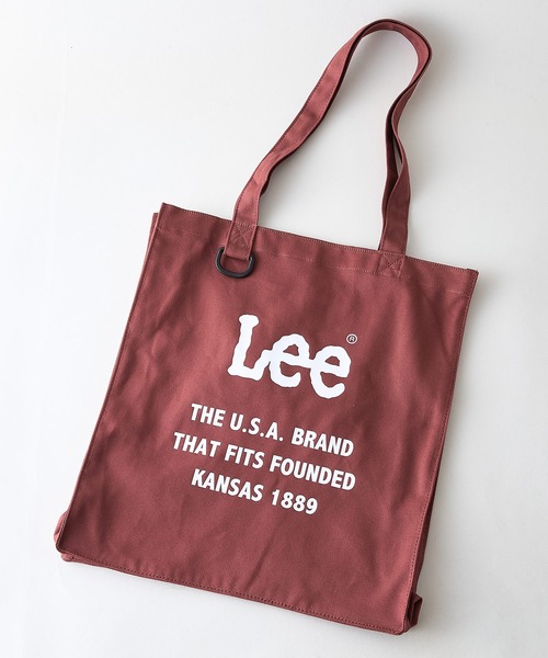 Lee（リー）の「【Lee/リー】【Z世代に今人気の『おじっぽファッション』に合わせて新登場！】ロゴプリントチェックトートバッグ 大きめサイズ マチあり Dカン付き（トートバッグ・レディース・ブラック/レッド/オフホワイト/ボルドー・FREE）」の4枚目の写真