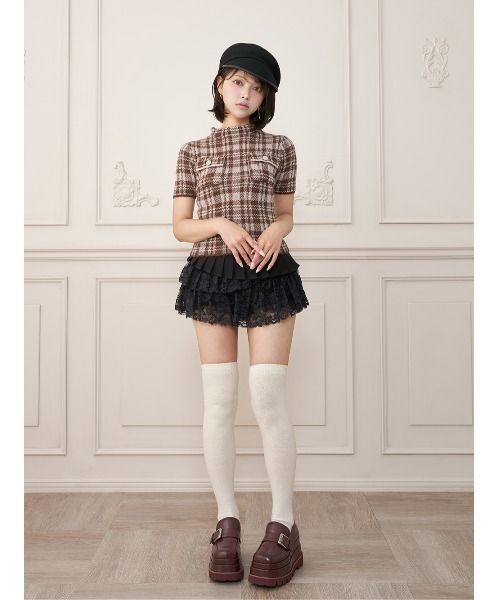 Darich(ダーリッチ)の「ハーフスリーブチェックニットトップス(ニット/セーター・レディース・ベージュ/グレー/ブラウン・FREE)」の17枚目の写真