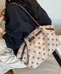 ドット柄ベルト付きスエードショルダーバッグ