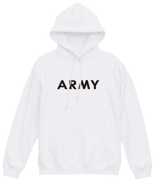 Ol' Basics(オールベーシックス)の「Ol' Basics(オール・ベーシックス) プルパーカー スウェット ARMY ロゴ プリント 裏毛 トップス レディース ユニセックス(パーカー・レディース・ミックスグレー/ネイビー/ホワイト/ブラック・S)」の2枚目の写真