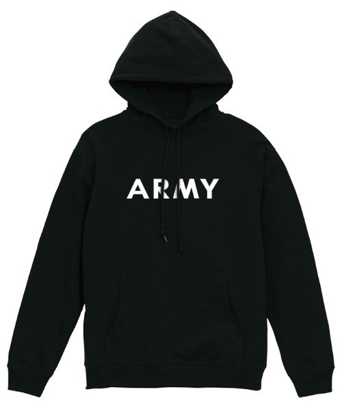 Ol' Basics(オールベーシックス)の「Ol' Basics(オール・ベーシックス) プルパーカー スウェット ARMY ロゴ プリント 裏毛 トップス レディース ユニセックス(パーカー・レディース・ミックスグレー/ネイビー/ホワイト/ブラック・S)」の3枚目の写真