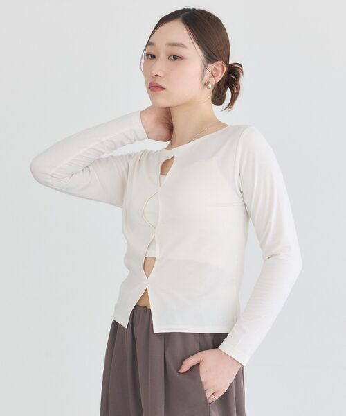 earth music&ecology(アースミュージックアンドエコロジー)の「ホールデザインプルオーバー(Tシャツ/カットソー・レディース・その他14/マスタード/オフホワイト/ブラック・FREE)」の5枚目の写真
