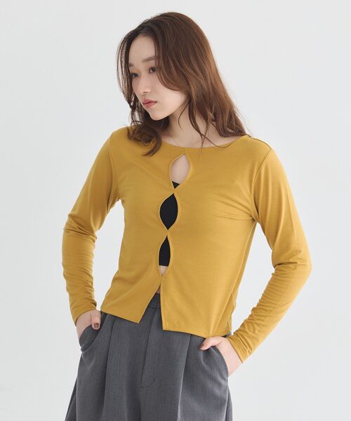 earth music&ecology(アースミュージックアンドエコロジー)の「ホールデザインプルオーバー(Tシャツ/カットソー・レディース・その他14/マスタード/オフホワイト/ブラック・FREE)」の9枚目の写真
