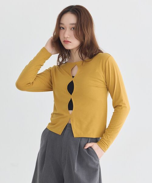 earth music&ecology(アースミュージックアンドエコロジー)の「ホールデザインプルオーバー(Tシャツ/カットソー・レディース・その他14/マスタード/オフホワイト/ブラック・FREE)」の10枚目の写真