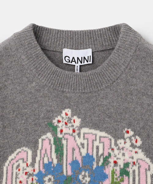 GANNI(ガニー)の「GANNI/ガニー Graphic Wool Vest Flowers/グラフィック ウール ベスト フラワーズ/A1180017(ベスト・レディース・グレー・SMALL)」の3枚目の写真