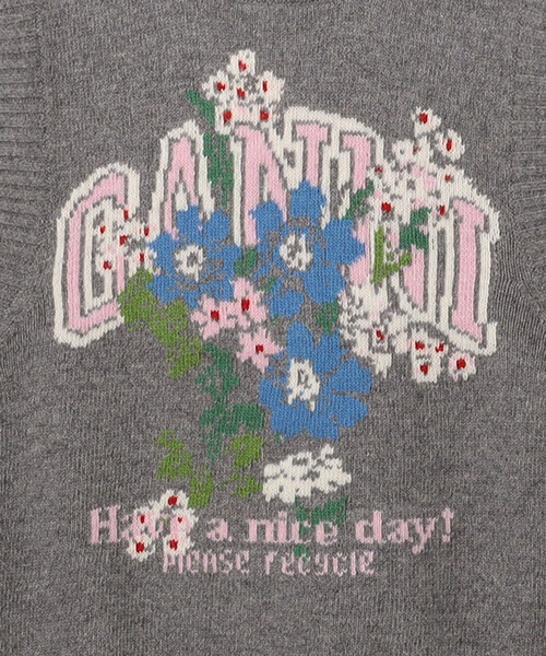 GANNI(ガニー)の「GANNI/ガニー Graphic Wool Vest Flowers/グラフィック ウール ベスト フラワーズ/A1180017(ベスト・レディース・グレー・SMALL)」の4枚目の写真