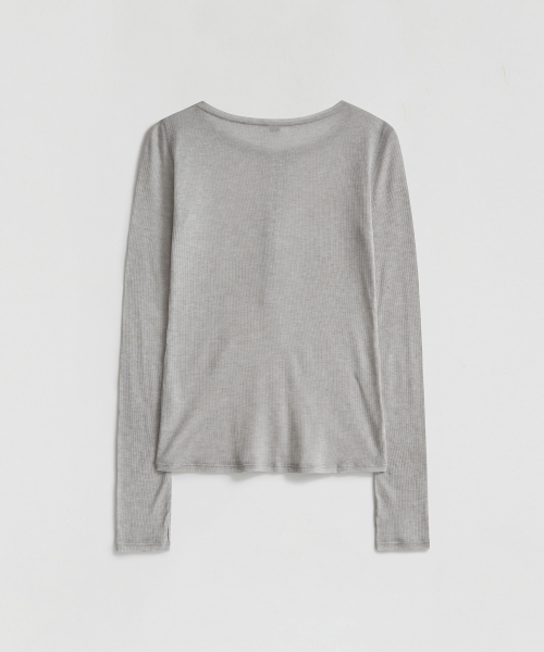 LMOOD WOMEN(エルムード ウーマン)の「JANE リブシアーTシャツ ヘザーグレー(Tシャツ/カットソー・レディース・その他・38/36)」の3枚目の写真