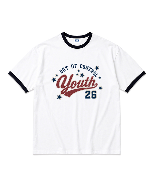 NTET(エンティーイーティー)の「out of control overfit ringer t-shirt (3color)(Tシャツ/カットソー・メンズ・ホワイト/ネイビー/グリーン・SMALL/MEDIUM/LARGE/X-LARGE)」の1枚目の写真