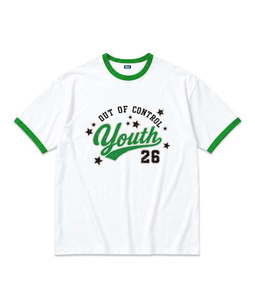 NTET(エンティーイーティー)の「out of control overfit ringer t-shirt (3color)(Tシャツ/カットソー・メンズ・ホワイト/ネイビー/グリーン・SMALL/MEDIUM/LARGE/X-LARGE)」の2枚目の写真