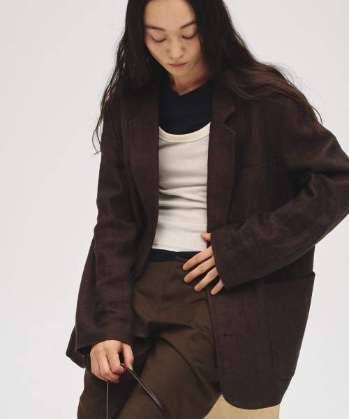 TODAYFUL（トゥデイフル）の「Boyfriend Linen Jacket（テーラードジャケット・レディース・ブラック/ベージュ/チョコ・36inch/38inch）」の3枚目の写真