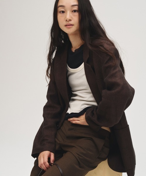 TODAYFUL（トゥデイフル）の「Boyfriend Linen Jacket（テーラードジャケット・レディース・ブラック/ベージュ/チョコ・36inch/38inch）」の15枚目の写真