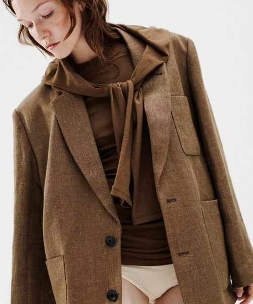 TODAYFUL（トゥデイフル）の「Boyfriend Linen Jacket（テーラードジャケット・レディース・ブラック/ベージュ/チョコ・36inch/38inch）」の9枚目の写真