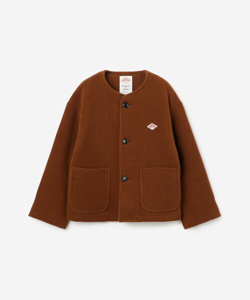 DANTON ウールノーカラーコート オレンジ DANTON｜ダントンのノーカラージャケット（ショート丈）通販 - ZOZOTOWN