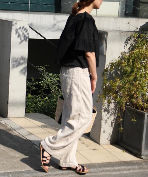 coen（コーエン）の「綿麻ワイドパンツ（その他パンツ・レディース・ベージュ/オリーブ/ネイビー・MEDIUM/SMALL/LARGE）」の11枚目の写真