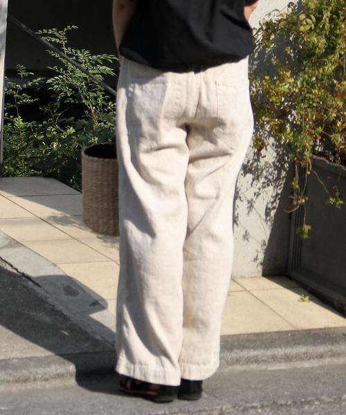 coen（コーエン）の「綿麻ワイドパンツ（その他パンツ・レディース・ベージュ/オリーブ/ネイビー・MEDIUM/SMALL/LARGE）」の12枚目の写真