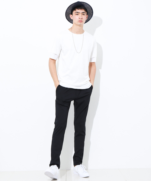 STUDIOUS(ステュディオス)の「ワッフルレイヤードハーフスリーブTシャツ (Tシャツ/カットソー・メンズ・ブラック/ホワイト・1/2/3)」の11枚目の写真