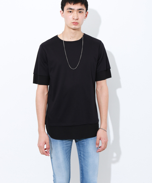 STUDIOUS(ステュディオス)の「ワッフルレイヤードハーフスリーブTシャツ (Tシャツ/カットソー・メンズ・ブラック/ホワイト・1/2/3)」の13枚目の写真