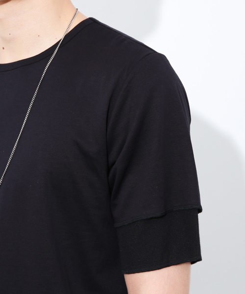 STUDIOUS(ステュディオス)の「ワッフルレイヤードハーフスリーブTシャツ (Tシャツ/カットソー・メンズ・ブラック/ホワイト・1/2/3)」の7枚目の写真