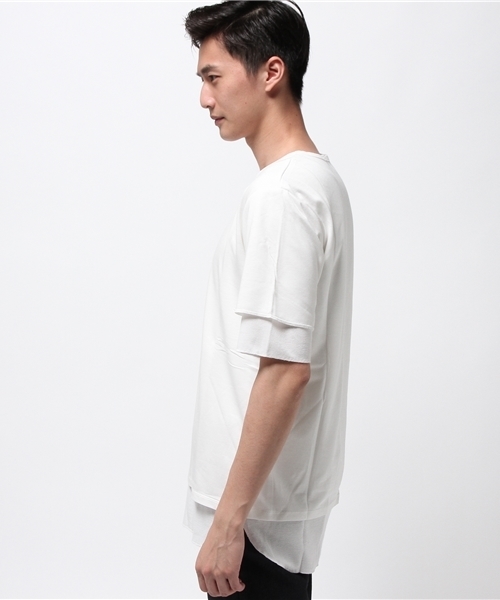 STUDIOUS(ステュディオス)の「ワッフルレイヤードハーフスリーブTシャツ (Tシャツ/カットソー・メンズ・ブラック/ホワイト・1/2/3)」の16枚目の写真