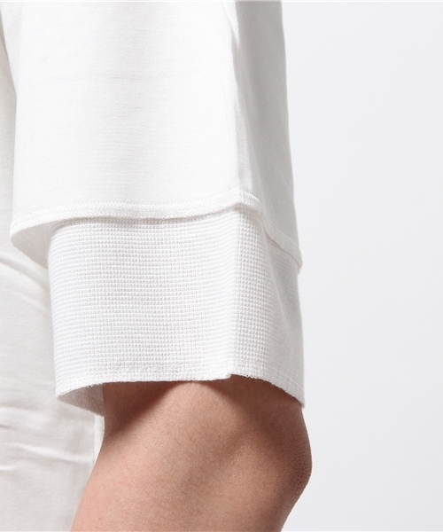 STUDIOUS(ステュディオス)の「ワッフルレイヤードハーフスリーブTシャツ (Tシャツ/カットソー・メンズ・ブラック/ホワイト・1/2/3)」の19枚目の写真
