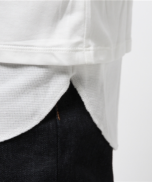 STUDIOUS(ステュディオス)の「ワッフルレイヤードハーフスリーブTシャツ (Tシャツ/カットソー・メンズ・ブラック/ホワイト・1/2/3)」の20枚目の写真