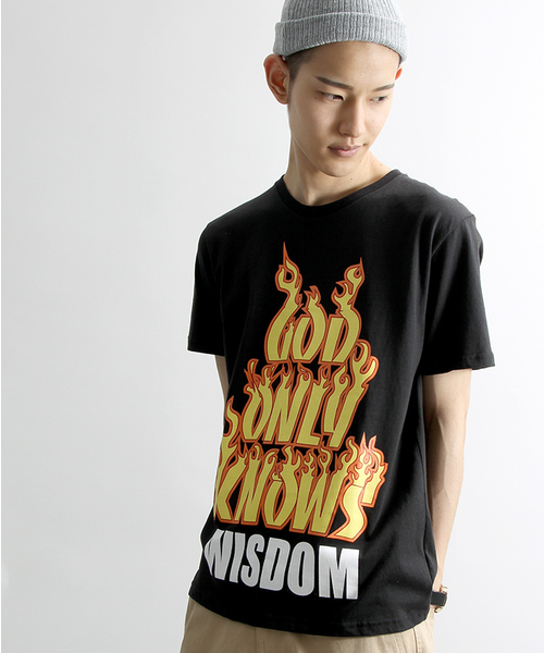WEGO(ウィゴー)の「WEGO/ファイヤーBIGロゴTシャツ(Tシャツ/カットソー・メンズ・ブルー/ブラック・LARGE/MEDIUM)」の2枚目の写真
