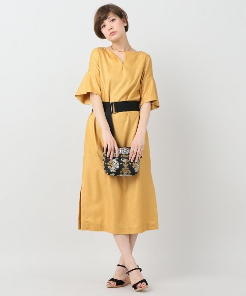 FIGARO PARIS フィガロパリ 日本製 膝丈ワンピース 赤 38 M 上品
